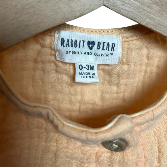 Rabbit Bear By Emily & Oliver 0-3M Orange Baby Shirt - Picture 3 of 5